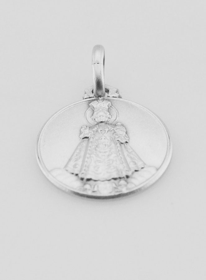 Médaille Enfant Jésus de Prague en Argent Massif - 16mm (pic 2)