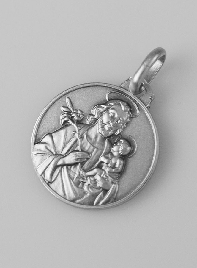 Médaille Saint Joseph en Argent Massif - 16mm (pic 2)