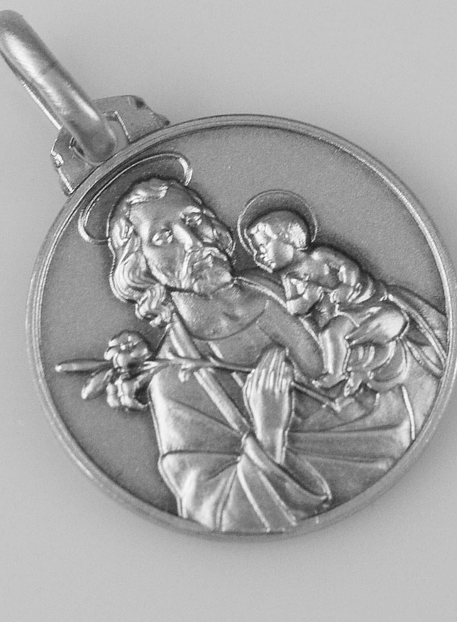 Médaille Saint Joseph en Argent Massif - 16mm (pic 4)