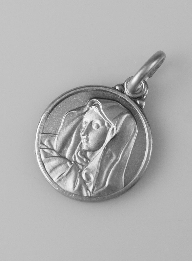 Médaille Vierge Marie au Voile en Argent Massif - 14mm (pic 2)