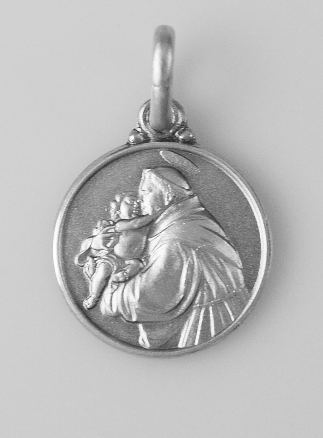 Médaille Saint Antoine de Padoue en Argent Massif - 14mm (pic 1)