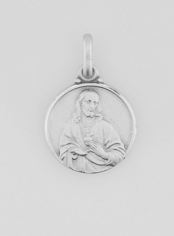 Médaille Sacré Coeur de Jésus en Argent Massif - 14mm (pic 1)