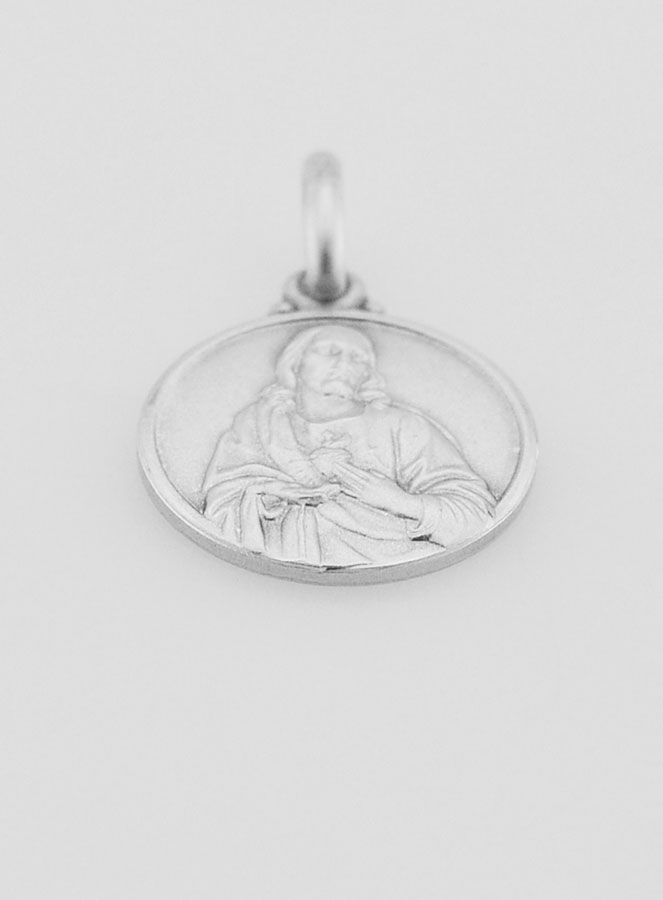 Médaille Sacré Coeur de Jésus en Argent Massif - 14mm (pic 2)