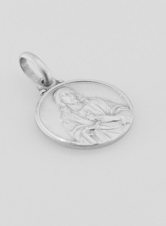 Médaille Sacré Coeur de Jésus en Argent Massif - 14mm (pic 3)