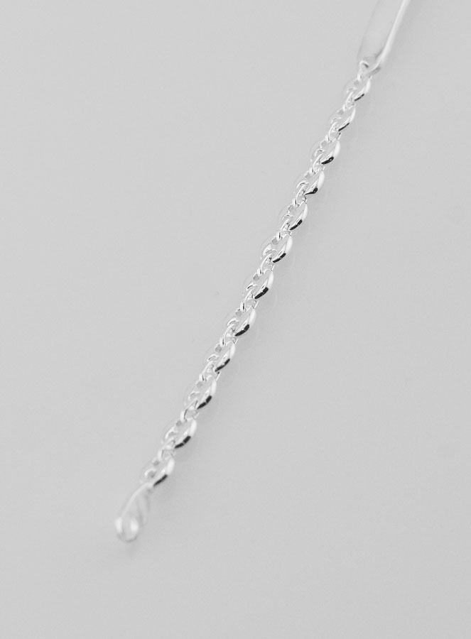 Gourmette en Argent - Maille Grain de Café 4mm (pic 2)