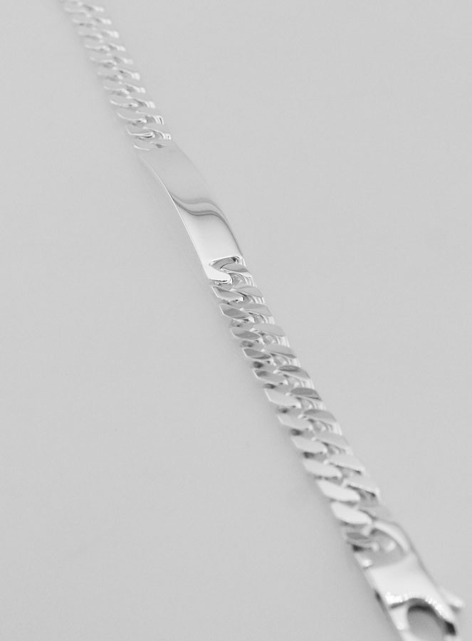 Bracelet Gourmette identité en Argent 19cm - Maille 7mm (pic 2)