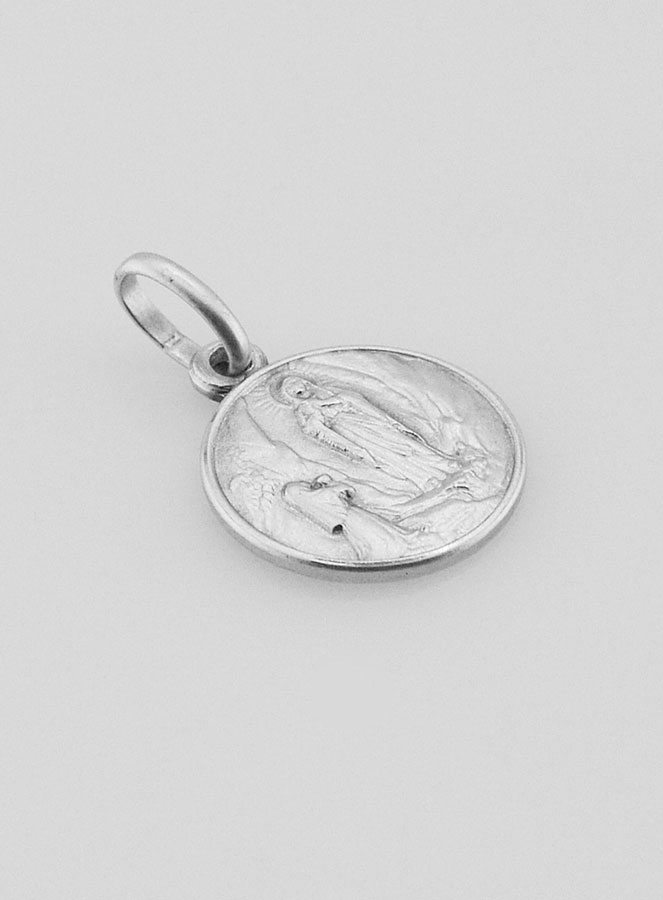 Médaille Notre Dame de Lourdes en Argent Massif - 12mm (pic 2)