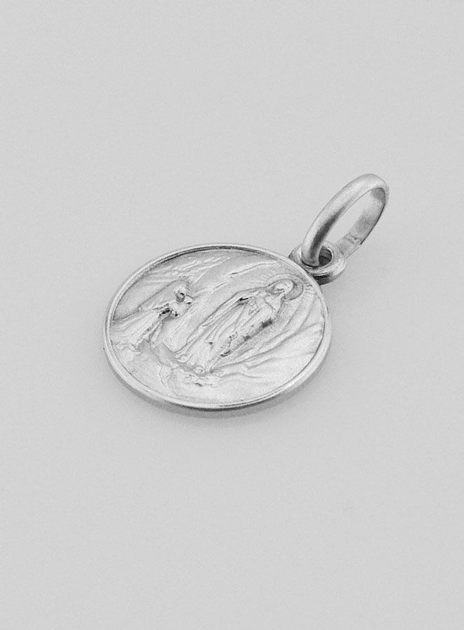Médaille Notre Dame de Lourdes en Argent Massif - 12mm (pic 3)