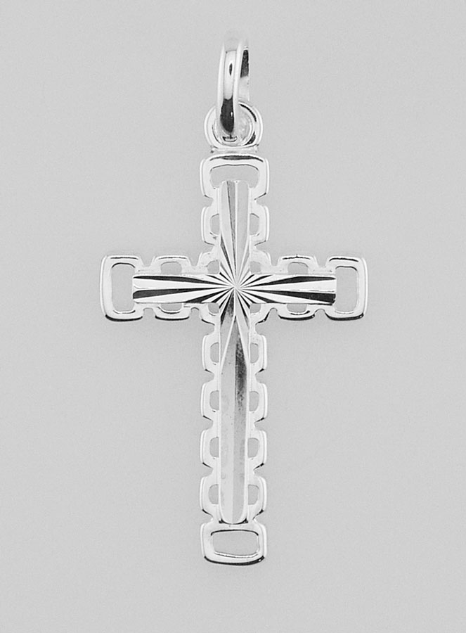 Pendentif Croix Ajourée en Argent Massif 22mm (pic 1)