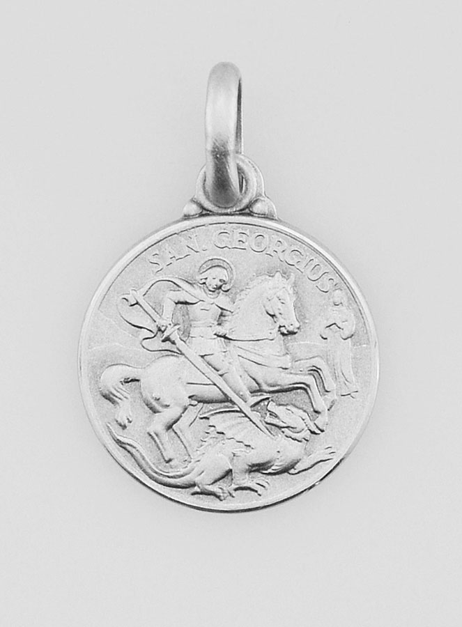 Médaille Saint Georges en Argent Massif - 14mm (pic 1)