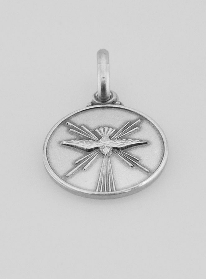 Médaille Colombe de l'Esprit Saint en Argent Massif - 14mm (pic 2)