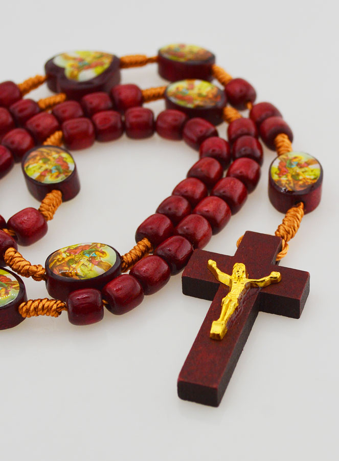 Chapelet Saint Michel Archange - Grains en Bois (pic 3)