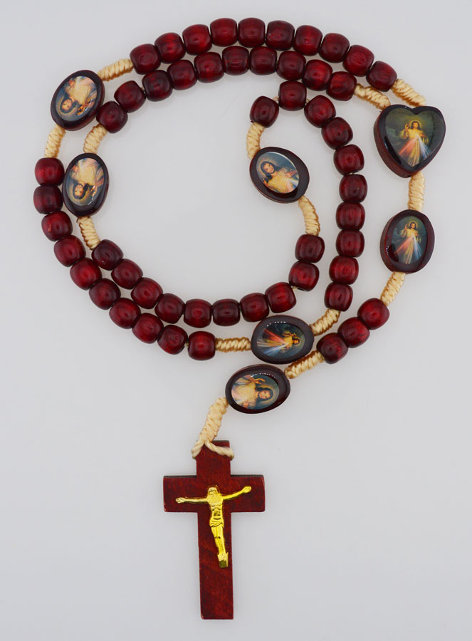 Chapelet du Christ Miséricordieux - Grains en Bois (pic 1)