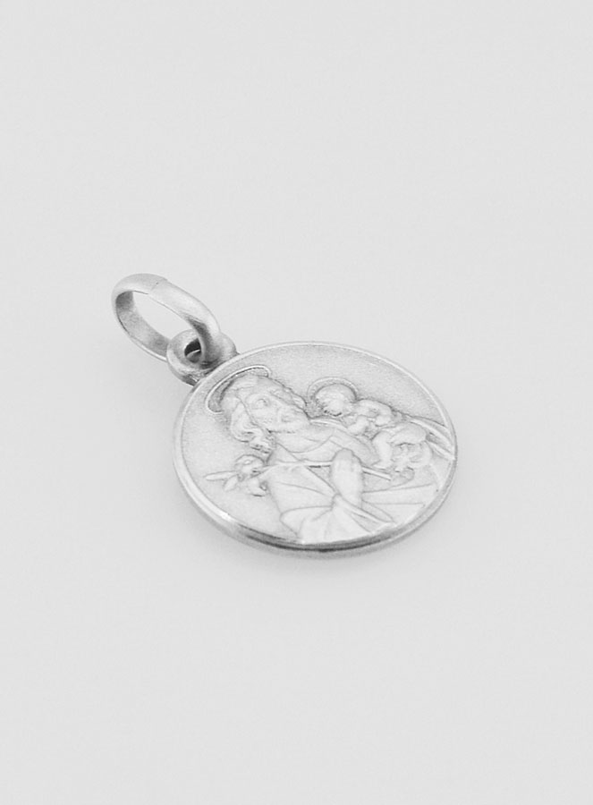 Médaille Saint Joseph en Argent Massif - 12mm (pic 2)