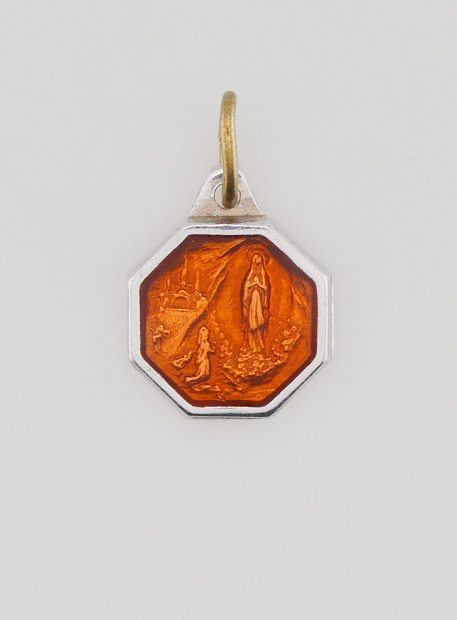 Médaille Notre Dame de Lourdes 11mm - Orange (pic 1)