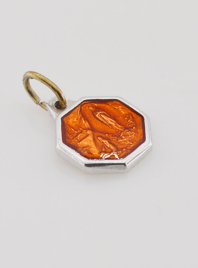 Médaille Notre Dame de Lourdes 11mm - Orange (pic 2)