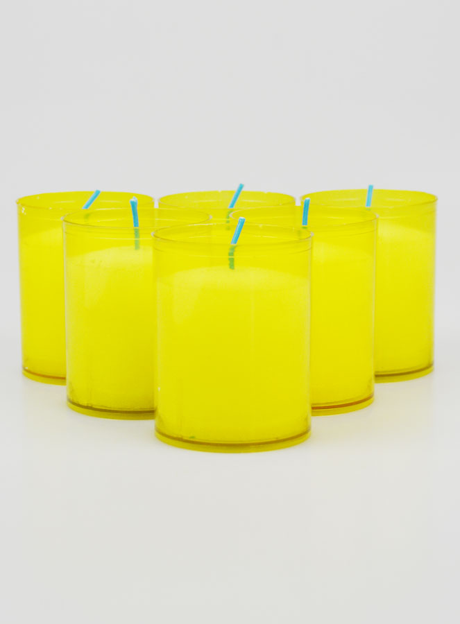 6 Bougies Votives - Veilleuses Jaunes - 20h (pic 1)