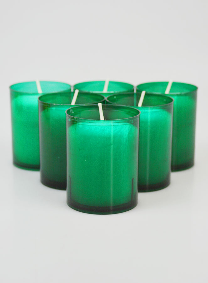 6 Bougies Votives - Veilleuses Vertes - 20h (pic 1)