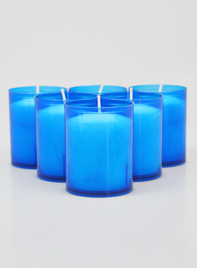 6 Bougies Votives - Veilleuses Bleues - 20h (pic 1)