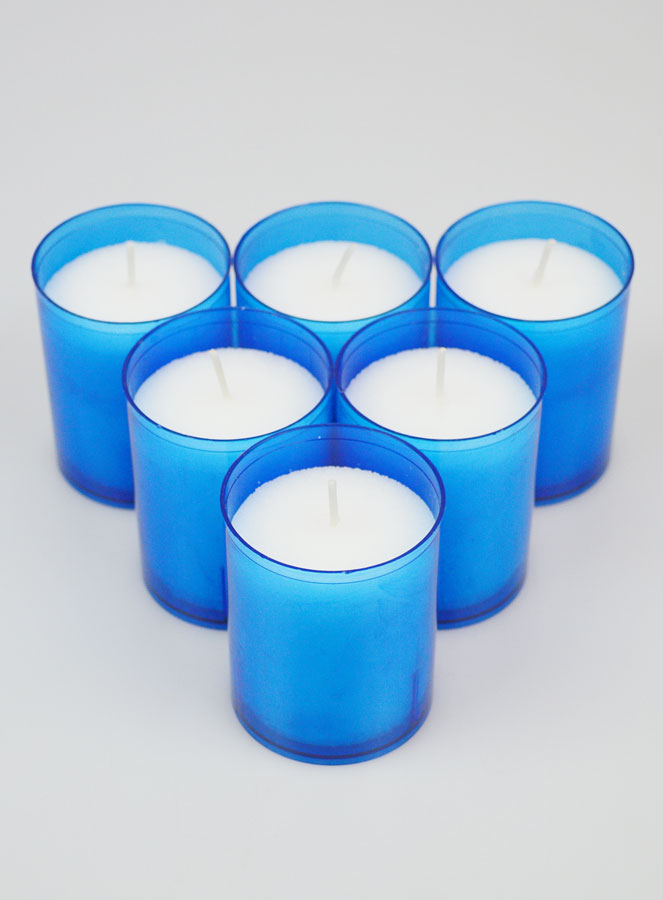 6 Bougies Votives - Veilleuses Bleues - 20h (pic 2)