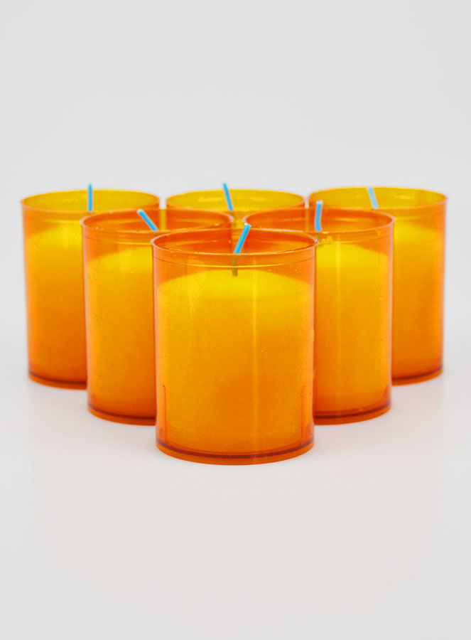 6 Bougies Votives - Veilleuses Oranges - 20h (pic 1)