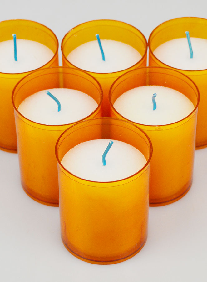 6 Bougies Votives - Veilleuses Oranges - 20h (pic 4)