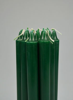 12 Bougies Teintées Masse de Prières Vert Foncé Sapin (pic 1)