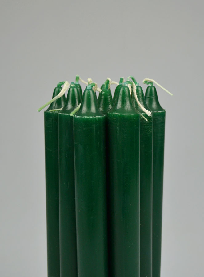 12 Bougies Teintées Masse de Prières Vert Foncé Sapin (pic 2)