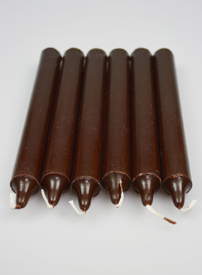 6 Bougies Teintées Masse Couleur Chocolat (pic 2)