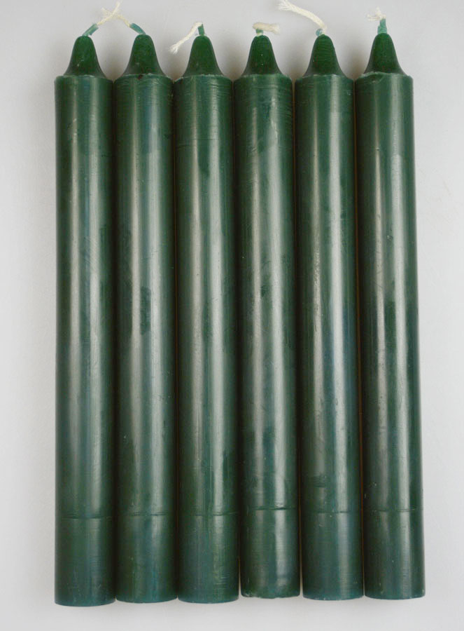 6 Bougies Teintées Masse Couleur Vert Foncé - Sapin (pic 1)