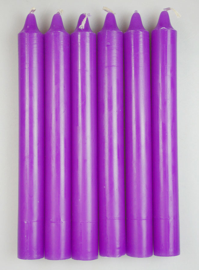 6 Bougies Teintées Masse Couleur Violet (pic 1)