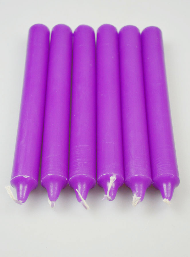 6 Bougies Teintées Masse Couleur Violet (pic 2)