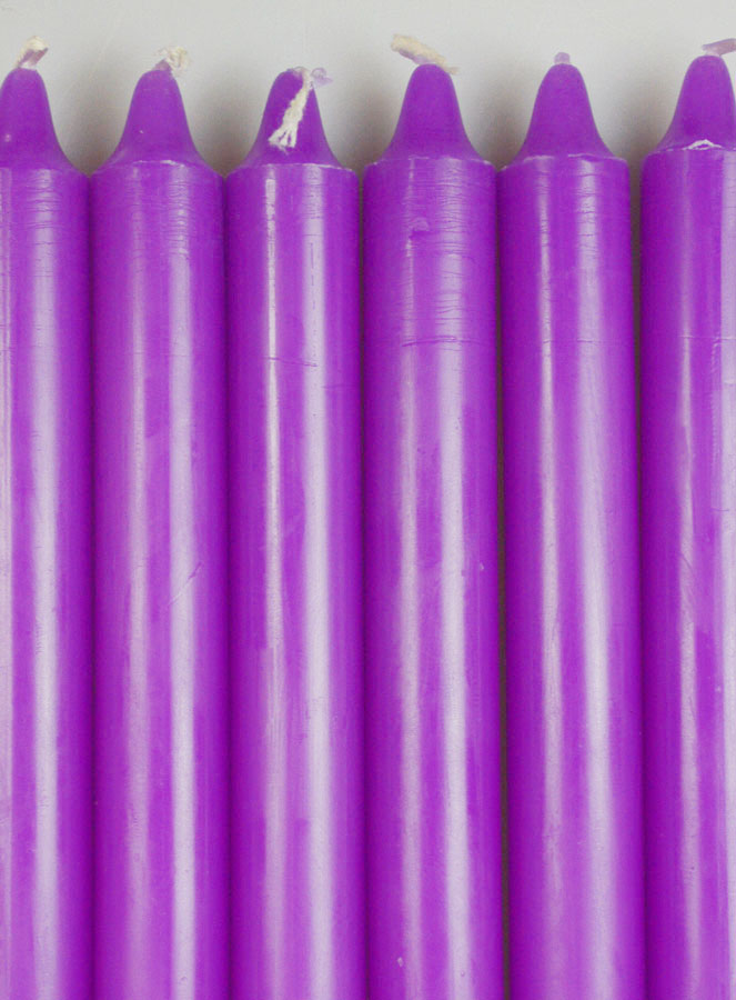 6 Bougies Teintées Masse Couleur Violet (pic 3)