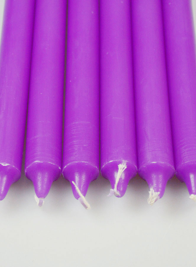 6 Bougies Teintées Masse Couleur Violet (pic 4)