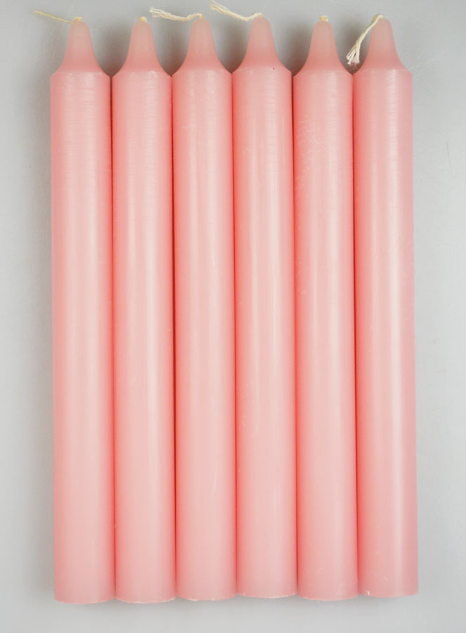 6 Bougies Teintées Masse Couleur Rose Clair - Pâle (pic 1)