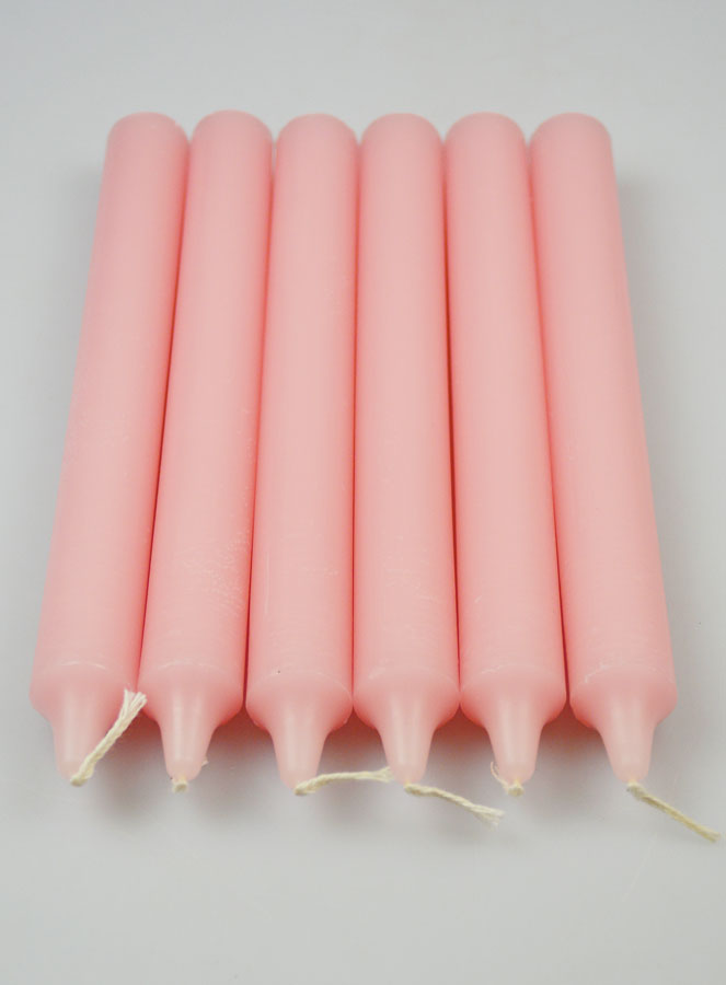 6 Bougies Teintées Masse Couleur Rose Clair - Pâle (pic 2)