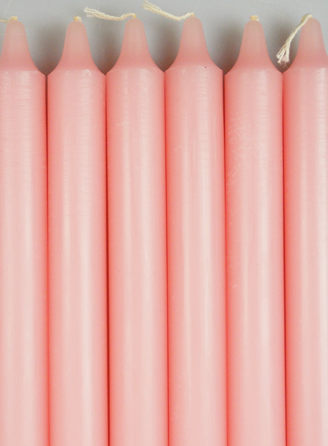 6 Bougies Teintées Masse Couleur Rose Clair - Pâle (pic 3)