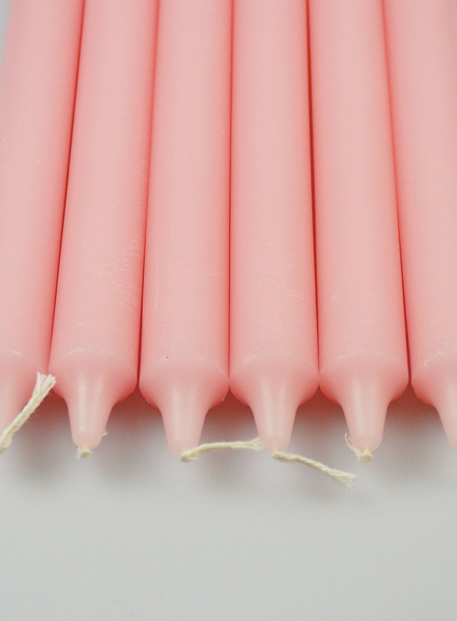 6 Bougies Teintées Masse Couleur Rose Clair - Pâle (pic 4)