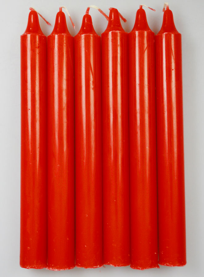 6 Bougies Teintées Masse Couleur Rouge (pic 1)