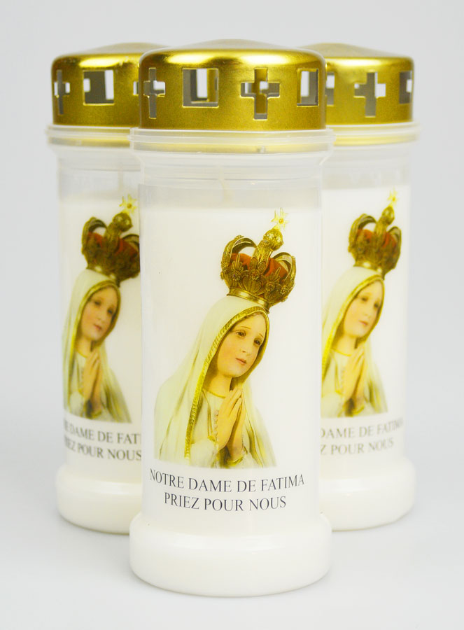 Lot de 3 Bougies de Cimetière - Notre Dame de Fatima (pic 1)