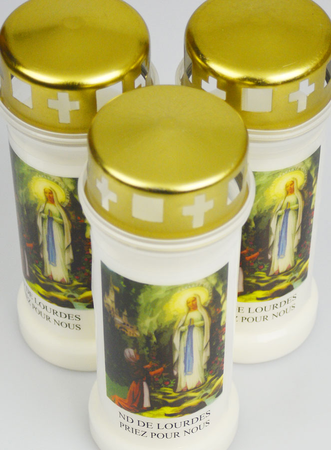 Lot de 3 Bougies de Cimetière - Notre Dame de Lourdes (pic 4)
