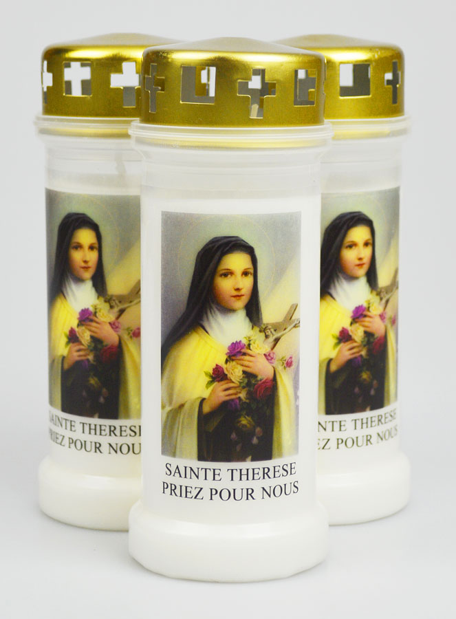 Lot de 3 Bougies de Cimetière - Sainte Thérèse (pic 1)