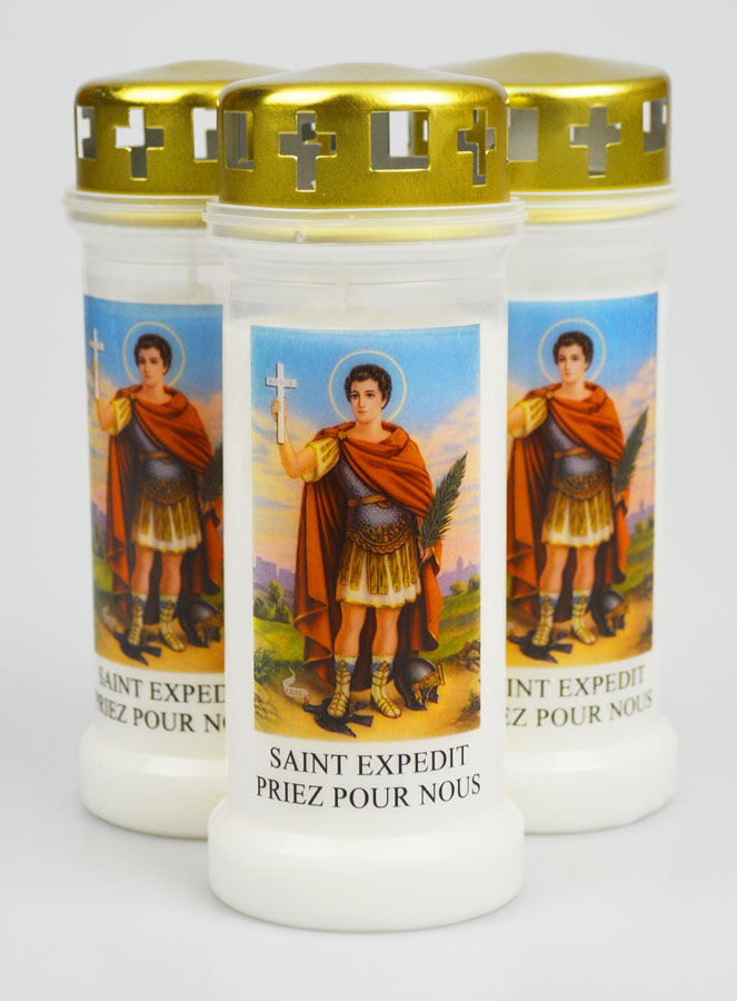 Lot de 3 Bougies de Cimetière - Saint Expédit (pic 1)