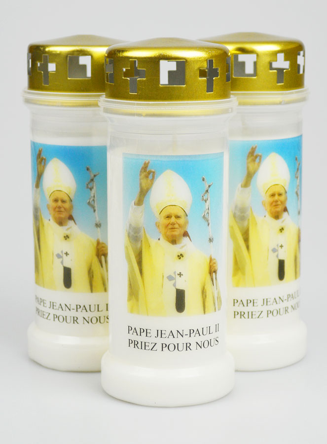 Lot de 3 Bougies de Cimetière - Pape Saint Jean-Paul 2 (pic 1)