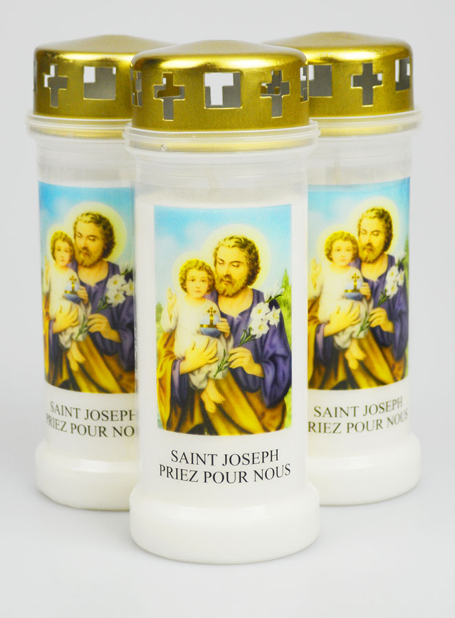 Lot de 3 Bougies de Cimetière - Saint Joseph (pic 1)