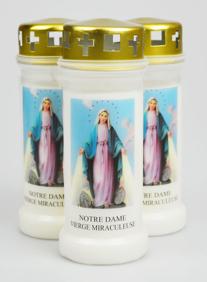 Lot de 3 Bougies de Cimetière - Sainte Vierge Miraculeuse (pic 1)