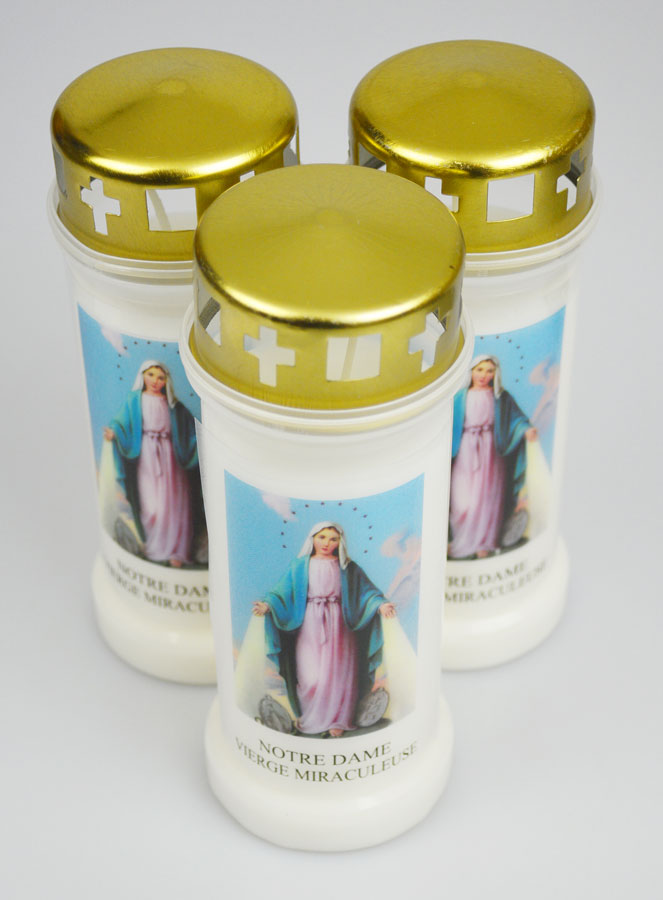 Lot de 3 Bougies de Cimetière - Sainte Vierge Miraculeuse (pic 2)