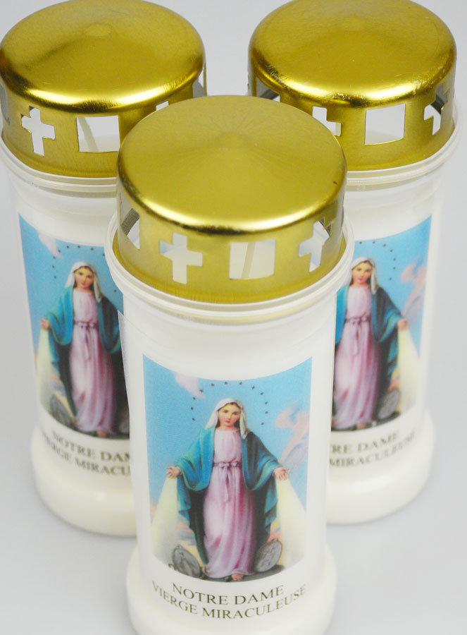 Lot de 3 Bougies de Cimetière - Sainte Vierge Miraculeuse (pic 4)