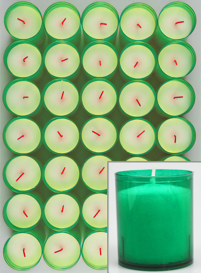 12 Bougies Votives - Veilleuses Vertes - 20h (pic 1)