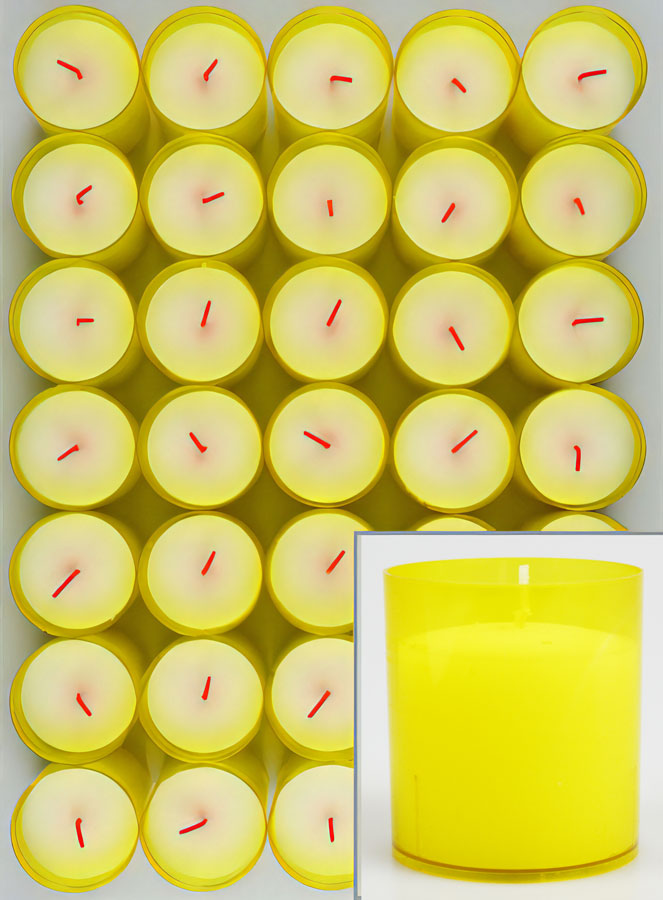 12 Bougies Votives - Veilleuses Jaunes - 20h (pic 1)